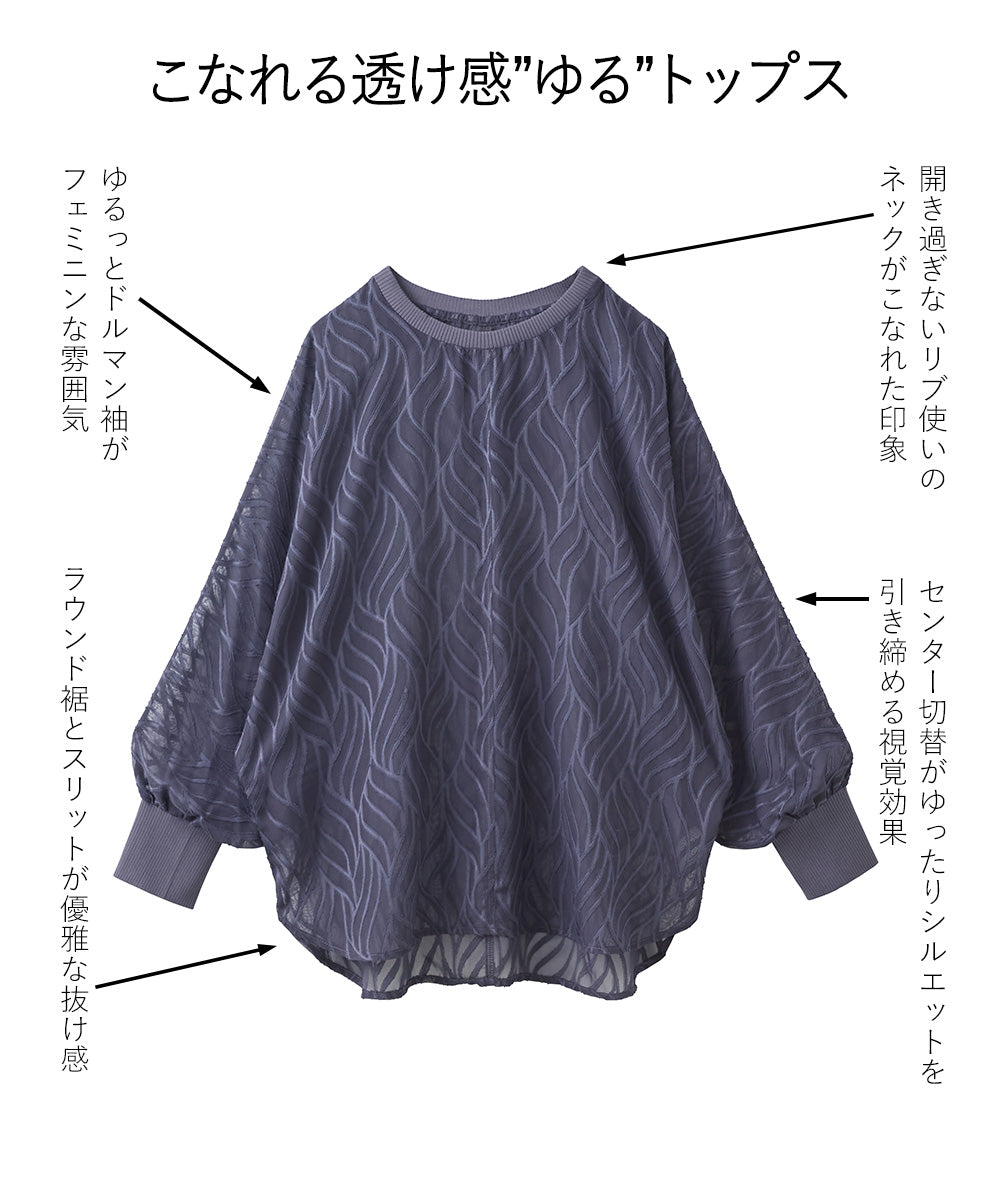 <span>【クーポンで2999円！】</span>【シャツ/ブラウス】『着映えシアーブラウス』 シアージャカードゆるブラウス