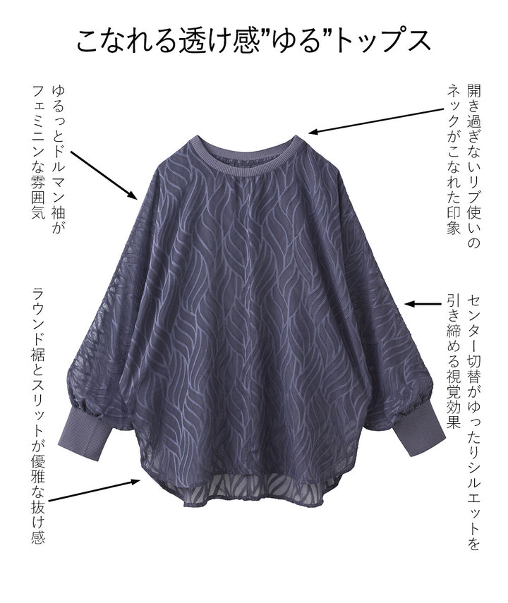<span>【クーポンで2999円！】</span>【シャツ/ブラウス】『着映えシアーブラウス』 シアージャカードゆるブラウス