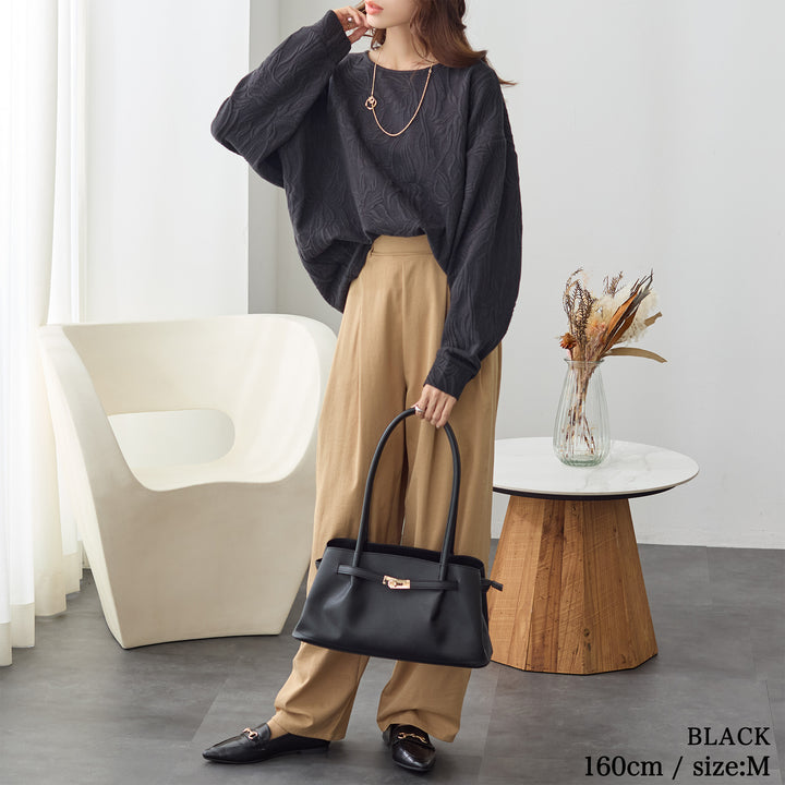 <span>【クーポンで2999円！】</span>【スウェット】『高見え”ゆる”トップス』 フラワージャカードゆるトップス