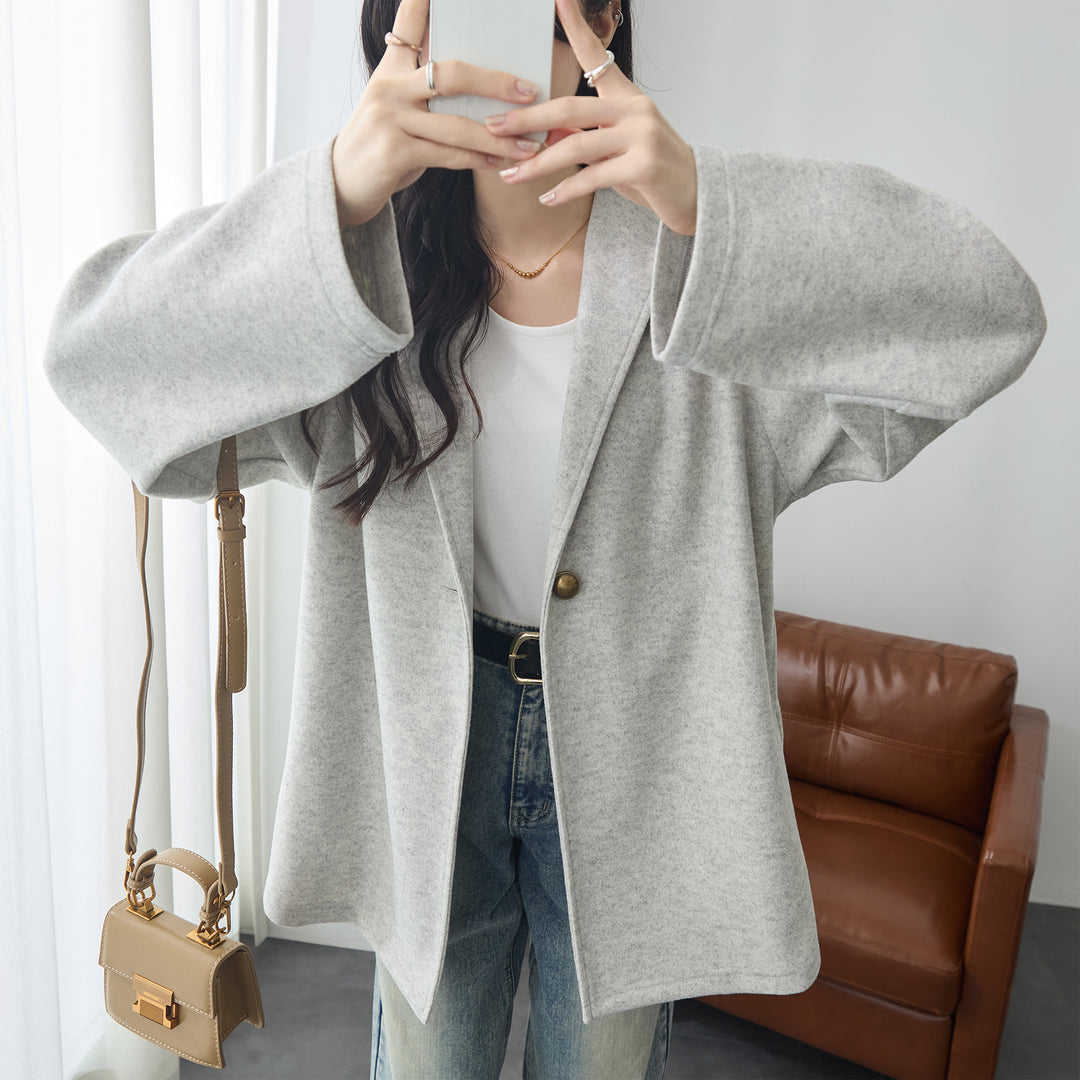 <span>【クーポンで3999円！】</span>【コート/ジャケット】『”ゆる軽”ウール調コート』 メルトンライクフーディージャケット