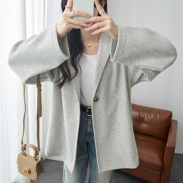 <span>【クーポンで3999円！】</span>【コート/ジャケット】『”ゆる軽”ウール調コート』 メルトンライクフーディージャケット