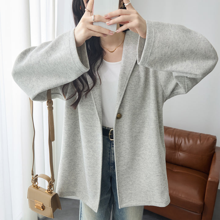 <span>【クーポンで3999円！】</span>【コート/ジャケット】『”ゆる軽”ウール調コート』 メルトンライクフーディージャケット