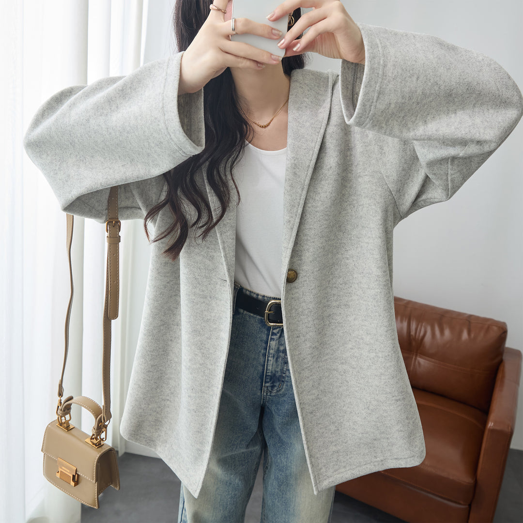 <span>【クーポンで3999円！】</span>【コート/ジャケット】『”ゆる軽”ウール調コート』 メルトンライクフーディージャケット