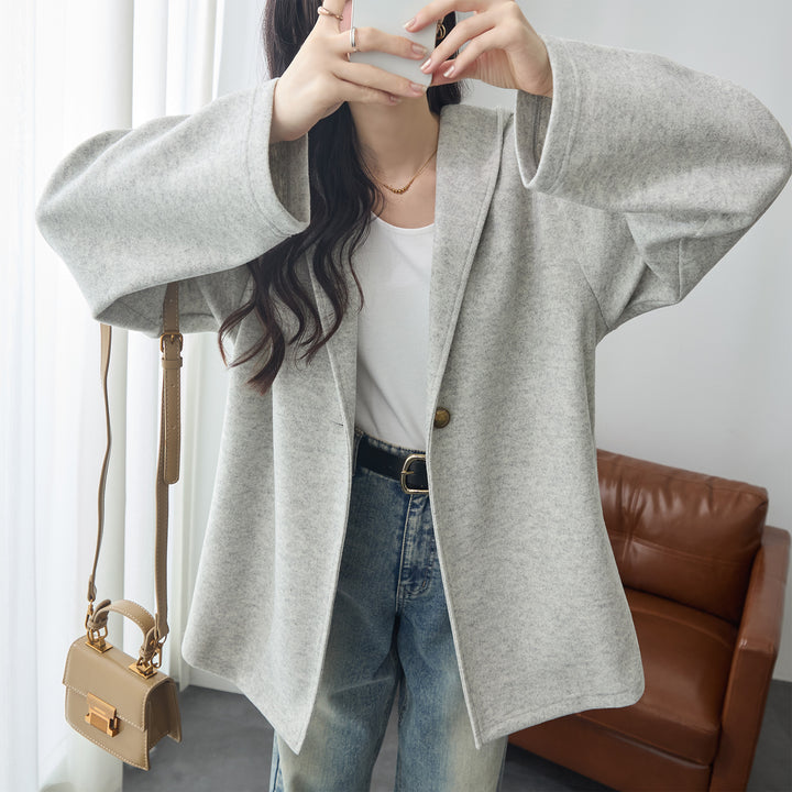 <span>【クーポンで3999円！】</span>【コート/ジャケット】『”ゆる軽”ウール調コート』 メルトンライクフーディージャケット