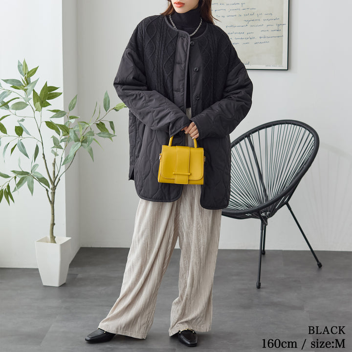 <span>【クーポンで4999円！】</span>【コート/ジャケット】『”キルト×ニット”の主役ジャケット』 ニットコンビキルトジャケット