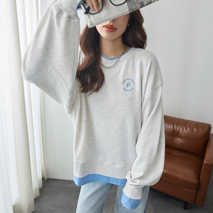 <span>【クーポンで2999円！】</span>【スウェット】『こなれる配色スウェット』 レイヤード配色デザインスウェット
