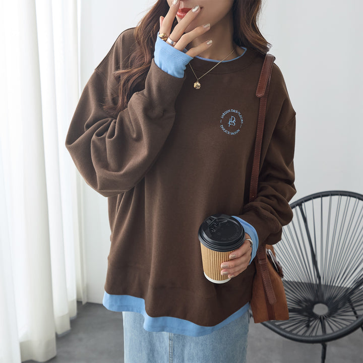<span>【クーポンで2999円！】</span>【スウェット】『こなれる配色スウェット』 レイヤード配色デザインスウェット