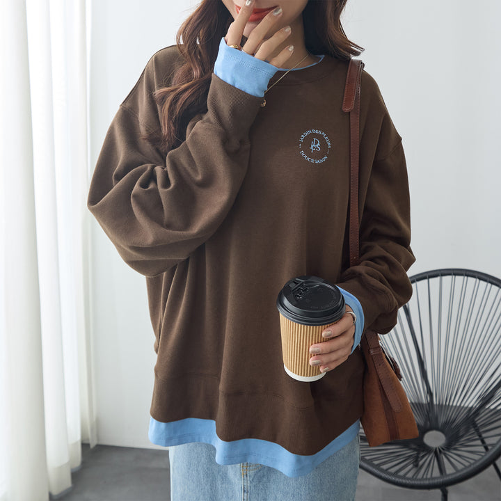 <span>【クーポンで2999円！】</span>【スウェット】『こなれる配色スウェット』 レイヤード配色デザインスウェット