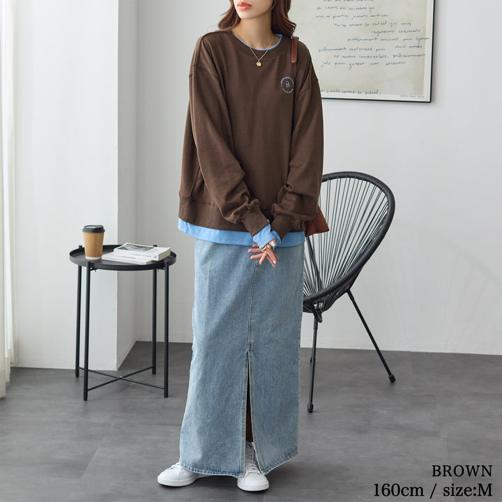 <span>【クーポンで2999円！】</span>【スウェット】『こなれる配色スウェット』 レイヤード配色デザインスウェット