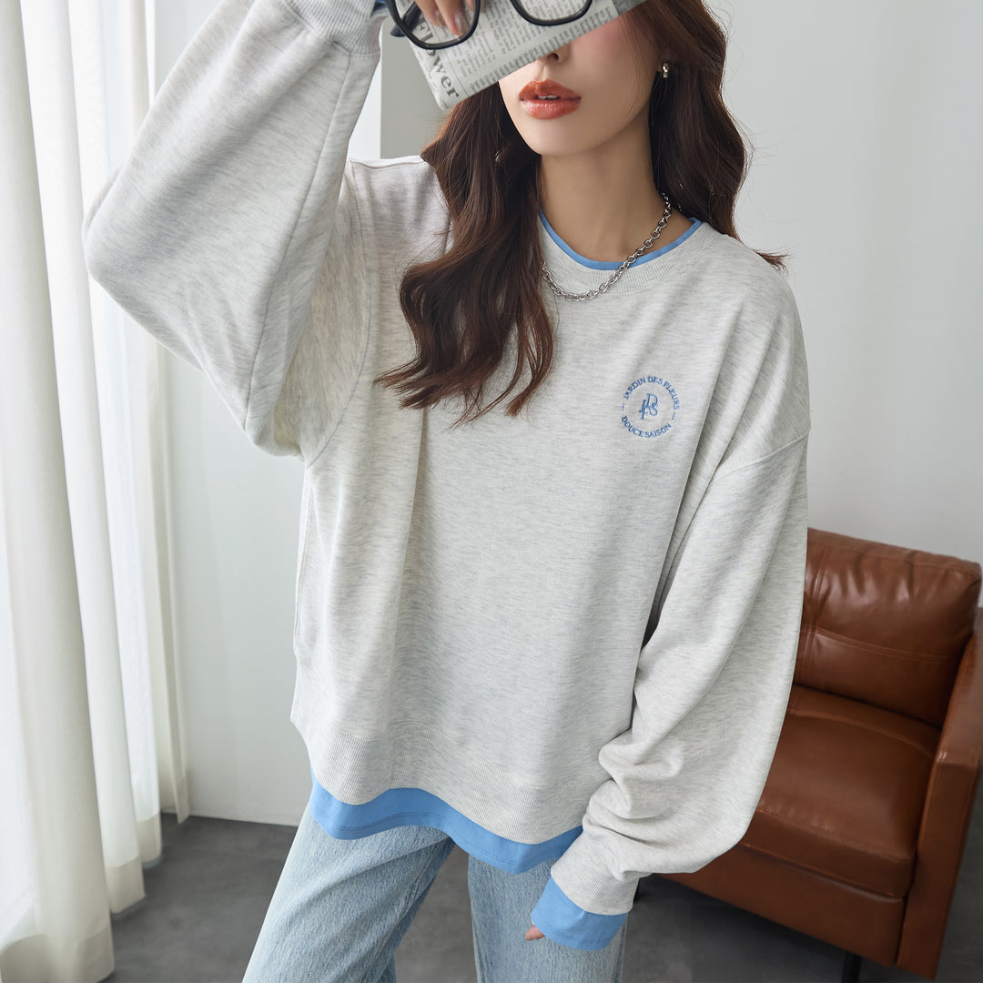 <span>【クーポンで2999円！】</span>【スウェット】『こなれる配色スウェット』 レイヤード配色デザインスウェット