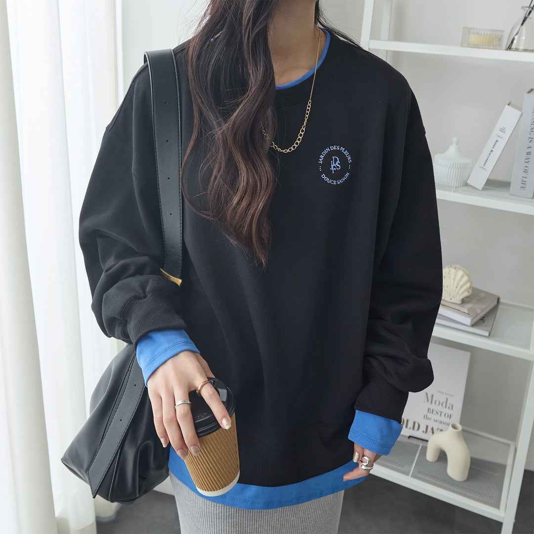 <span>【クーポンで2999円！】</span>【スウェット】『こなれる配色スウェット』 レイヤード配色デザインスウェット