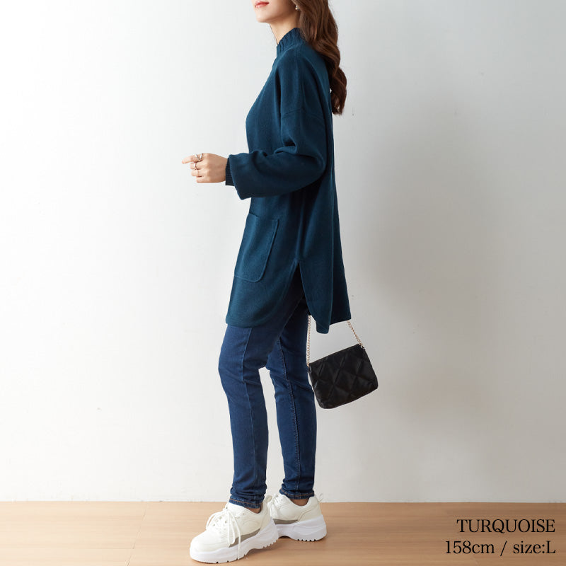 ポケット付ニットチュニック｜トップス レディース トレンド ニット