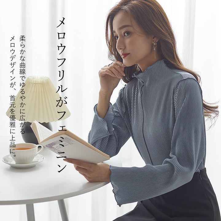 <span>【クーポンで2999円！】</span>【Tシャツ/カットソー】『着映えるプリーツ』プリーツメロープルオーバー
