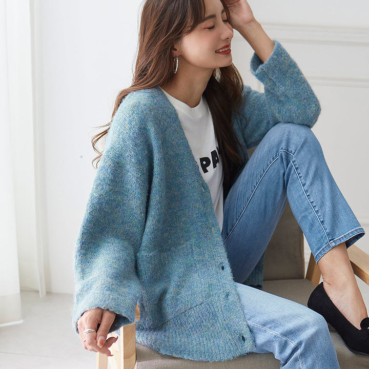 <span>【クーポンで3999円！】</span>【カーディガン】『モヘアライクのふわふわルーズカーデ』メランジカーディガン