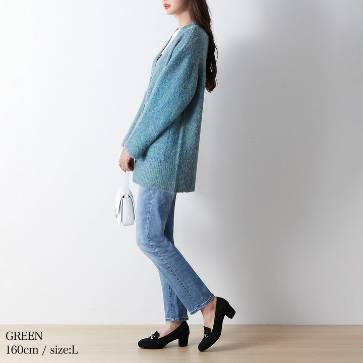 <span>【クーポンで3999円！】</span>【カーディガン】『モヘアライクのふわふわルーズカーデ』メランジカーディガン