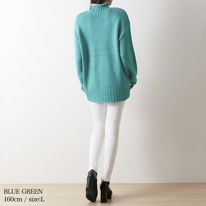 <span>【クーポンで3999円！】</span>【ニット/セーター】『くるんとネックほどよいボリューム袖が可愛い』カーリーネックミックスセーター