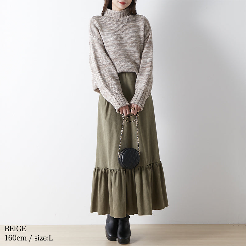 <span>【クーポンで3999円！】</span>【ニット/セーター】『くるんとネックほどよいボリューム袖が可愛い』カーリーネックミックスセーター