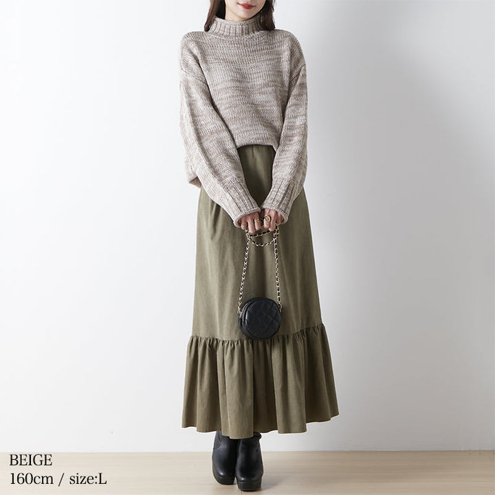 <span>【クーポンで3999円！】</span>【ニット/セーター】『くるんとネックほどよいボリューム袖が可愛い』カーリーネックミックスセーター
