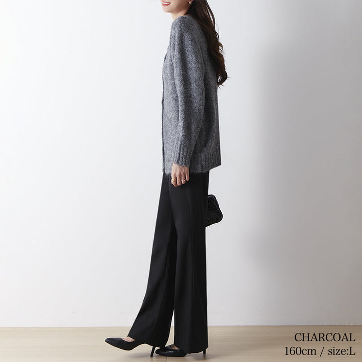 <span>【クーポンで3999円！】</span>【カーディガン】『モヘアライクふわふわカーデ、きれい色ミックス』メランジラウンドカーディガン