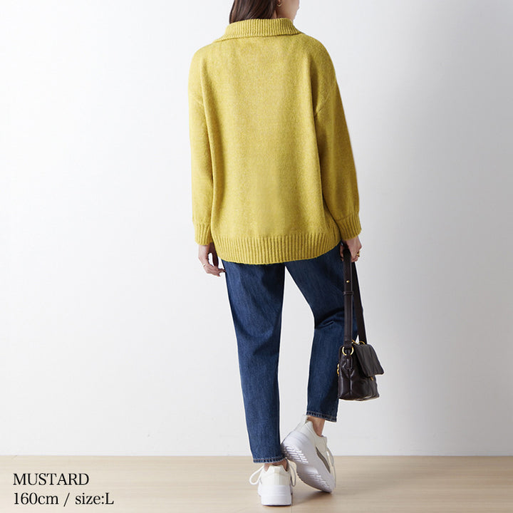 <span>【クーポンで3999円！】</span>【ニット/セーター】『大人のハーフジップ、ほどよいボリューム袖』ハーフジップニットPO(ハーフジップセーター)