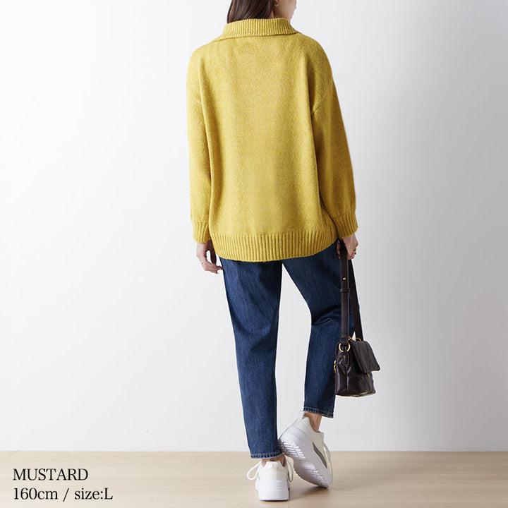 <span>【クーポンで3999円！】</span>【ニット/セーター】『大人のハーフジップ、ほどよいボリューム袖』ハーフジップニットPO(ハーフジップセーター)