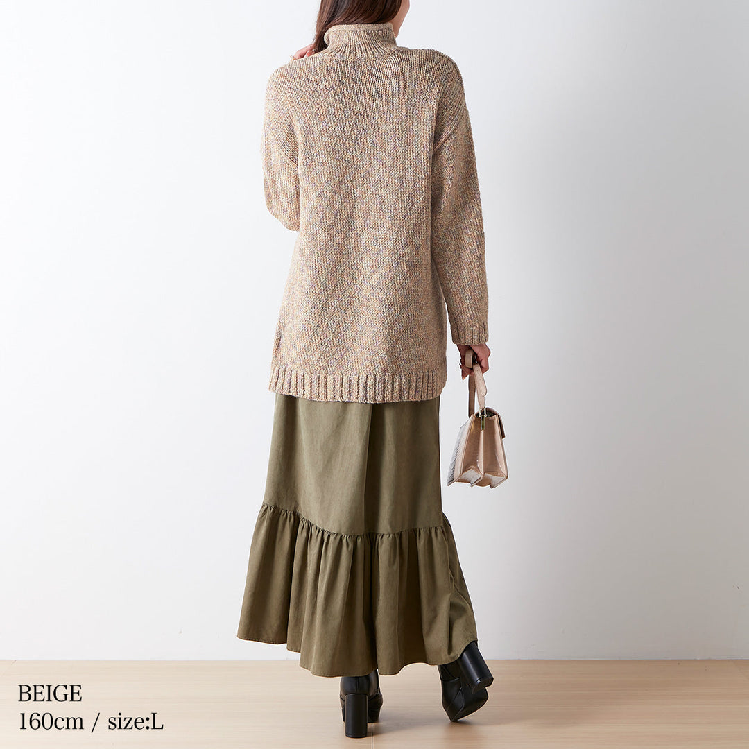 <span>【クーポンで2999円！】</span>【ニット/セーター】『ミックスカラーに癒される、くるんとネック』ミックスカーリーニットPO
(カーリーネックメランジセーター)