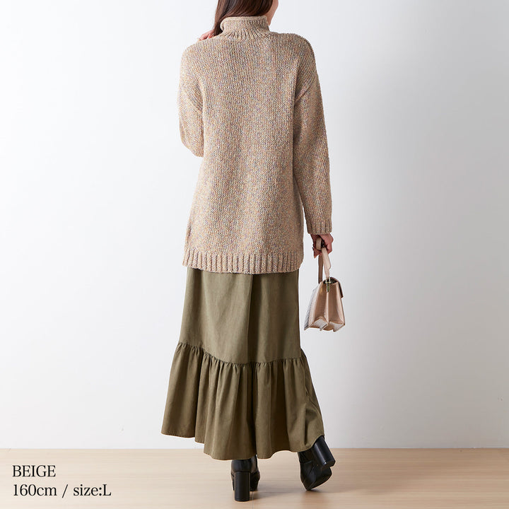 <span>【クーポンで2999円！】</span>【ニット/セーター】『ミックスカラーに癒される、くるんとネック』ミックスカーリーニットPO
(カーリーネックメランジセーター)
