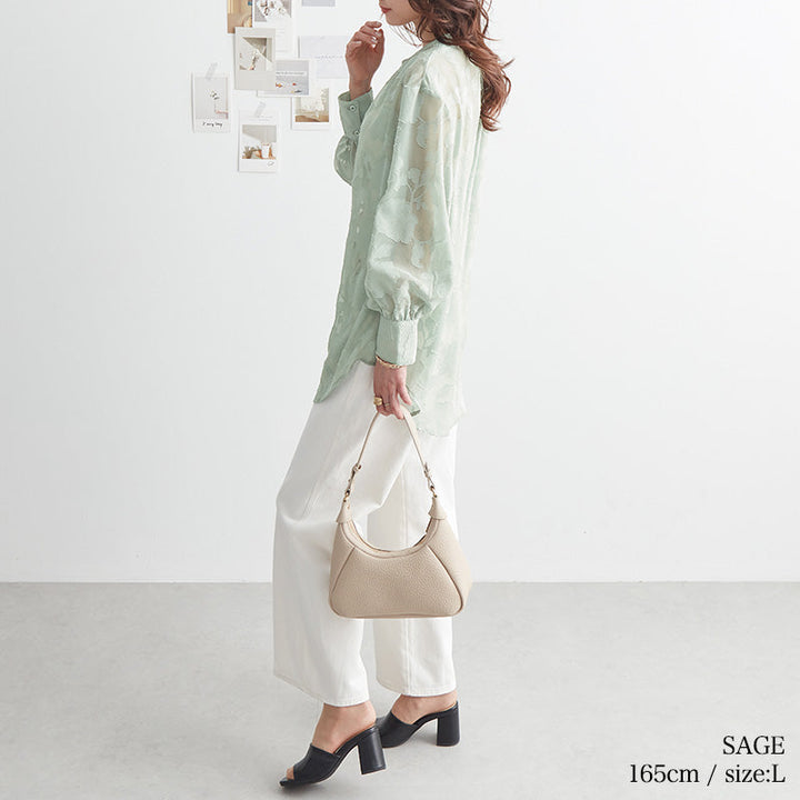 <span>【クーポンで3999円！】</span>【シャツ/ブラウス】『着映える透け感』カットジャカードブラウス