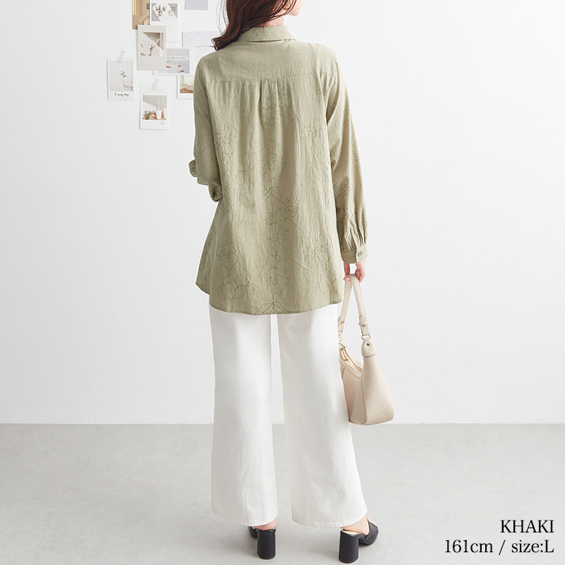 <span>【クーポンで3999円！】</span>【シャツ/ブラウス】『着映える刺繍』チェーン刺しゅうブラウス