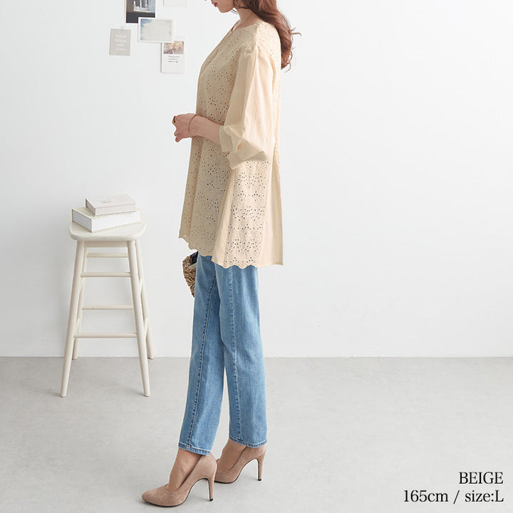 <span>【クーポンで2999円！】</span>【シャツ/ブラウス】『可愛いマーメイドブラウス』オーバーレース切替ブラウス