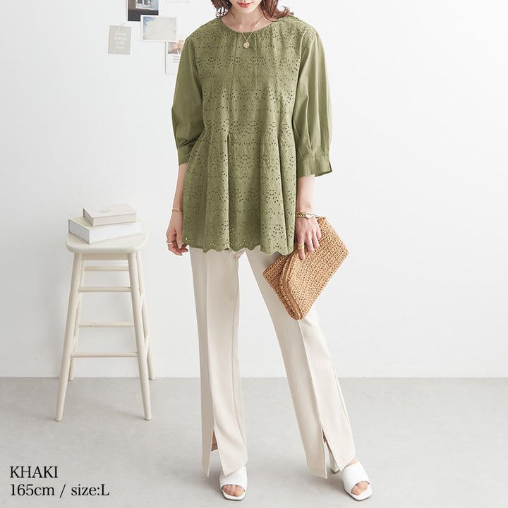 <span>【クーポンで2999円！】</span>【シャツ/ブラウス】『可愛いマーメイドブラウス』オーバーレース切替ブラウス