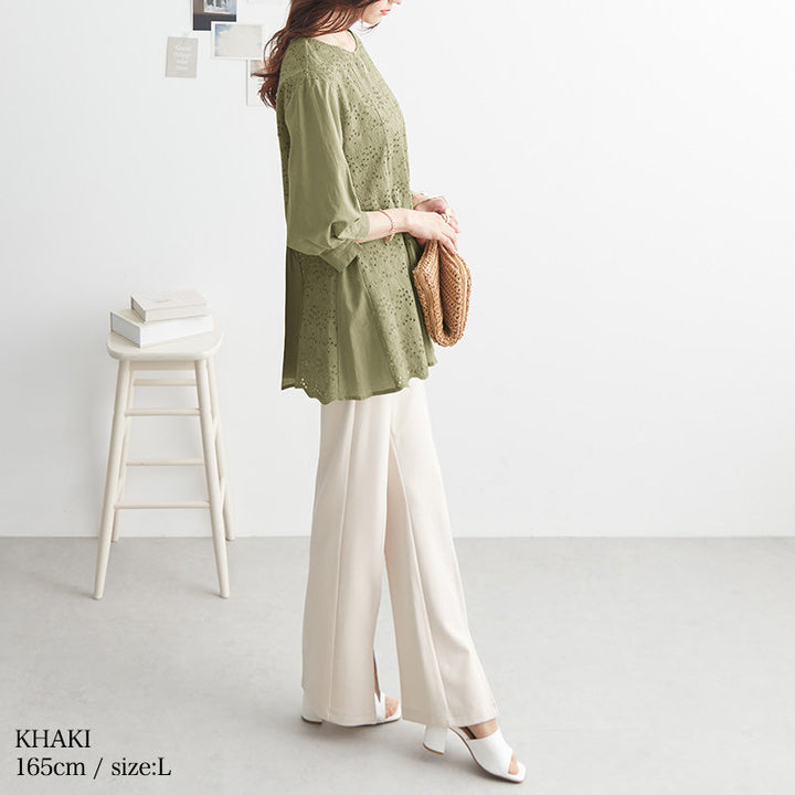 <span>【クーポンで2999円！】</span>【シャツ/ブラウス】『可愛いマーメイドブラウス』オーバーレース切替ブラウス
