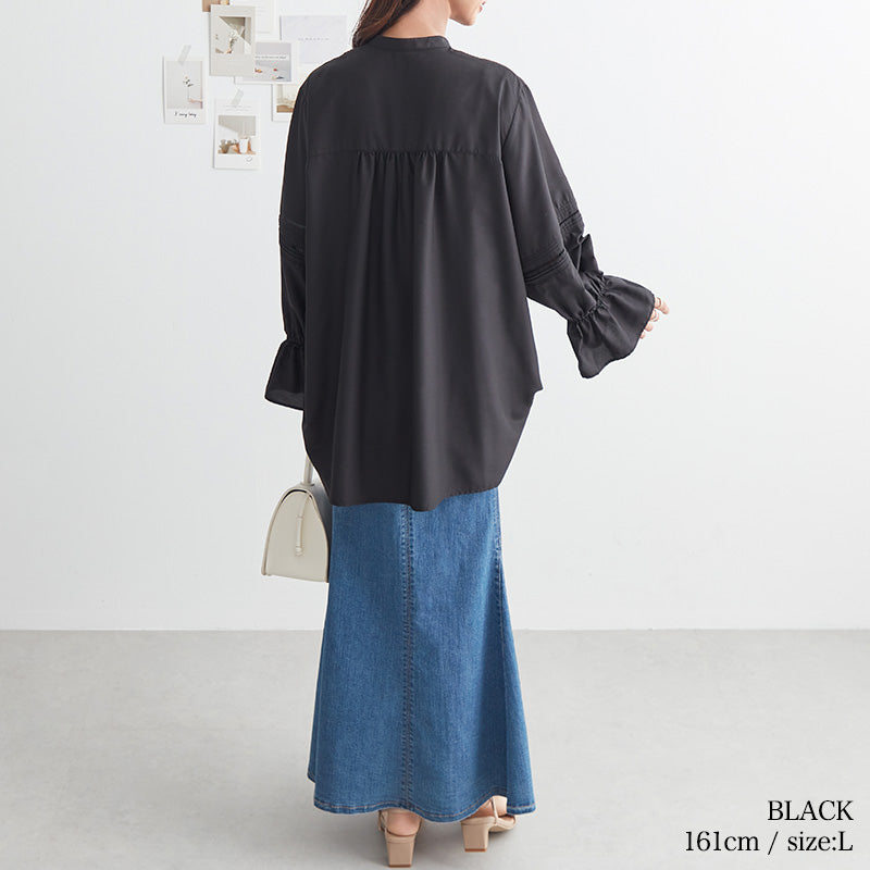 <span>【クーポンで4999円！】</span>【シャツ/ブラウス】『春に映える胸元』ピンタック切替ブラウス