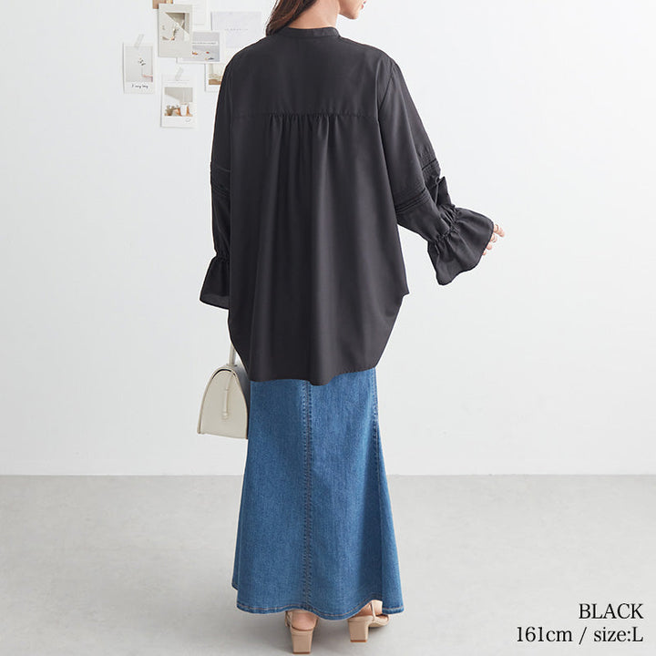 <span>【クーポンで4999円！】</span>【シャツ/ブラウス】『春に映える胸元』ピンタック切替ブラウス