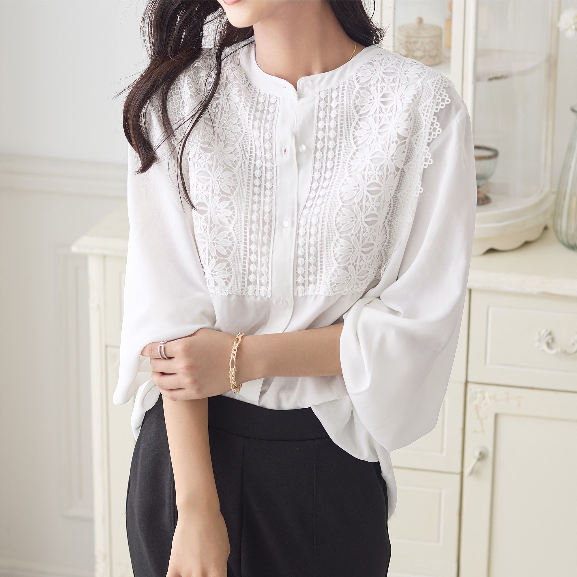 ケミカルレースブラウス｜トップス レディース トレンド ブラウス｜ReDial