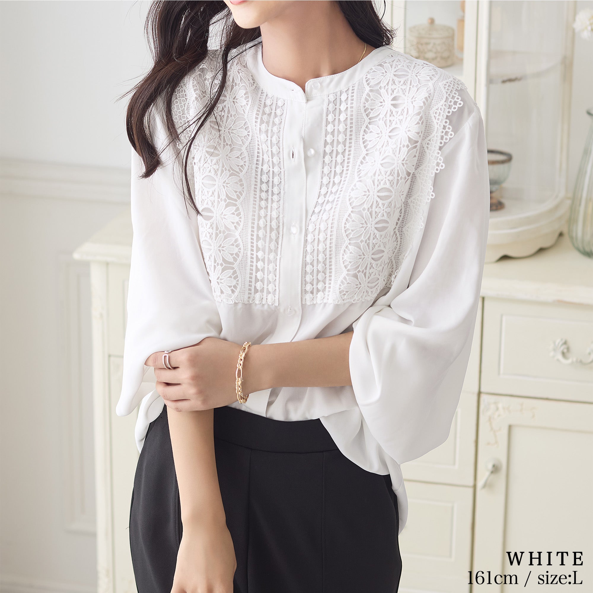 Sheller シェリエ　ケミカルレースブラウス Sheller シェリエ ケミカルレースブラウス