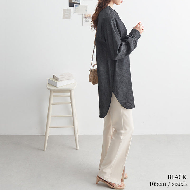 <span>【クーポンで3999円！】</span>【デニム】『高見えデニム』デニムピンタックブラウス