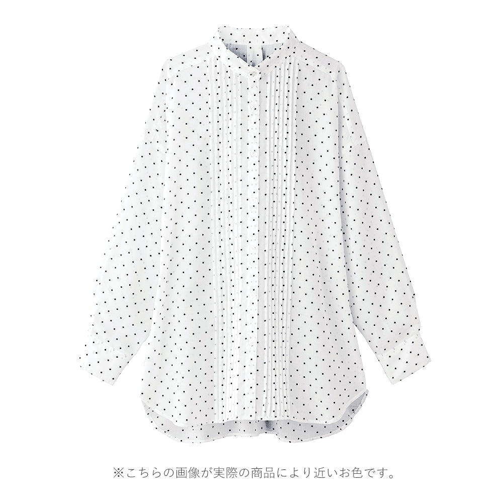ドット柄ピンタックブラウス｜トップス レディース トレンド ブラウス