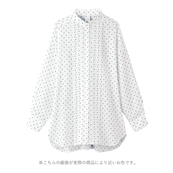 <span>【クーポンで3999円！】</span>【シャツ/ブラウス】『透け感ドットの大人シャツ』ドット柄ピンタックブラウス