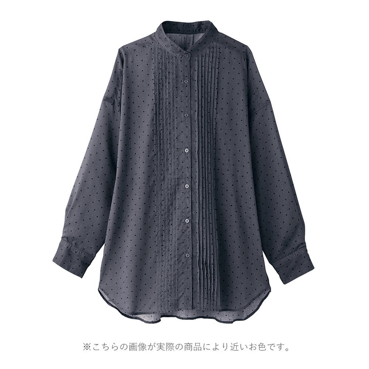 <span>【クーポンで3999円！】</span>【シャツ/ブラウス】『透け感ドットの大人シャツ』ドット柄ピンタックブラウス