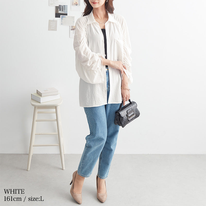 袖シャーリングブラウス｜トップス レディース トレンド ブラウス｜ReDial