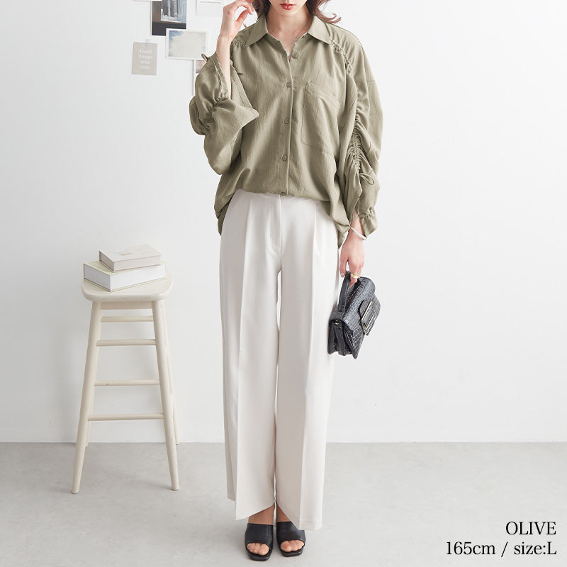 袖シャーリングブラウス｜トップス レディース トレンド ブラウス｜ReDial