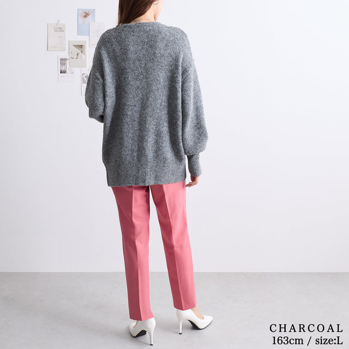 <span>【クーポンで3999円！】</span>【カーディガン】『ふわふわモヘア調カーデ』リブ付きメランジカーディガン