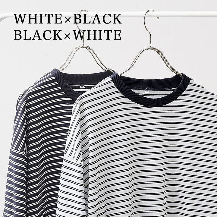 <span>【クーポンで2999円！】</span>【Tシャツ/カットソー】『遊びごころロンT』ボーダー柄袖配色ロングTシャツ