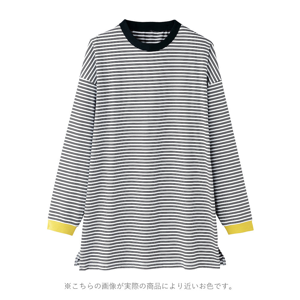 ボーダー柄袖配色ロングTシャツ｜トップス レディース トレンド T