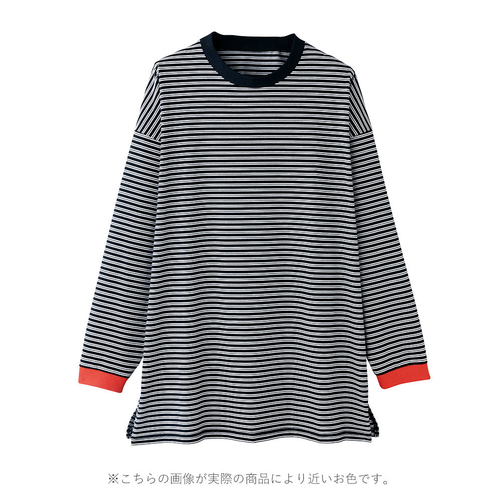 ボーダー柄袖配色ロングTシャツ｜トップス レディース トレンド T