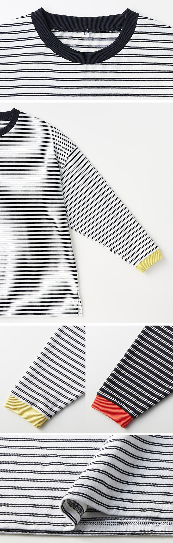 <span>【クーポンで2999円！】</span>【Tシャツ/カットソー】『遊びごころロンT』ボーダー柄袖配色ロングTシャツ