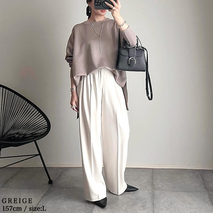 リブ付ドルマンチュニック｜トップス レディース トレンド スウェット