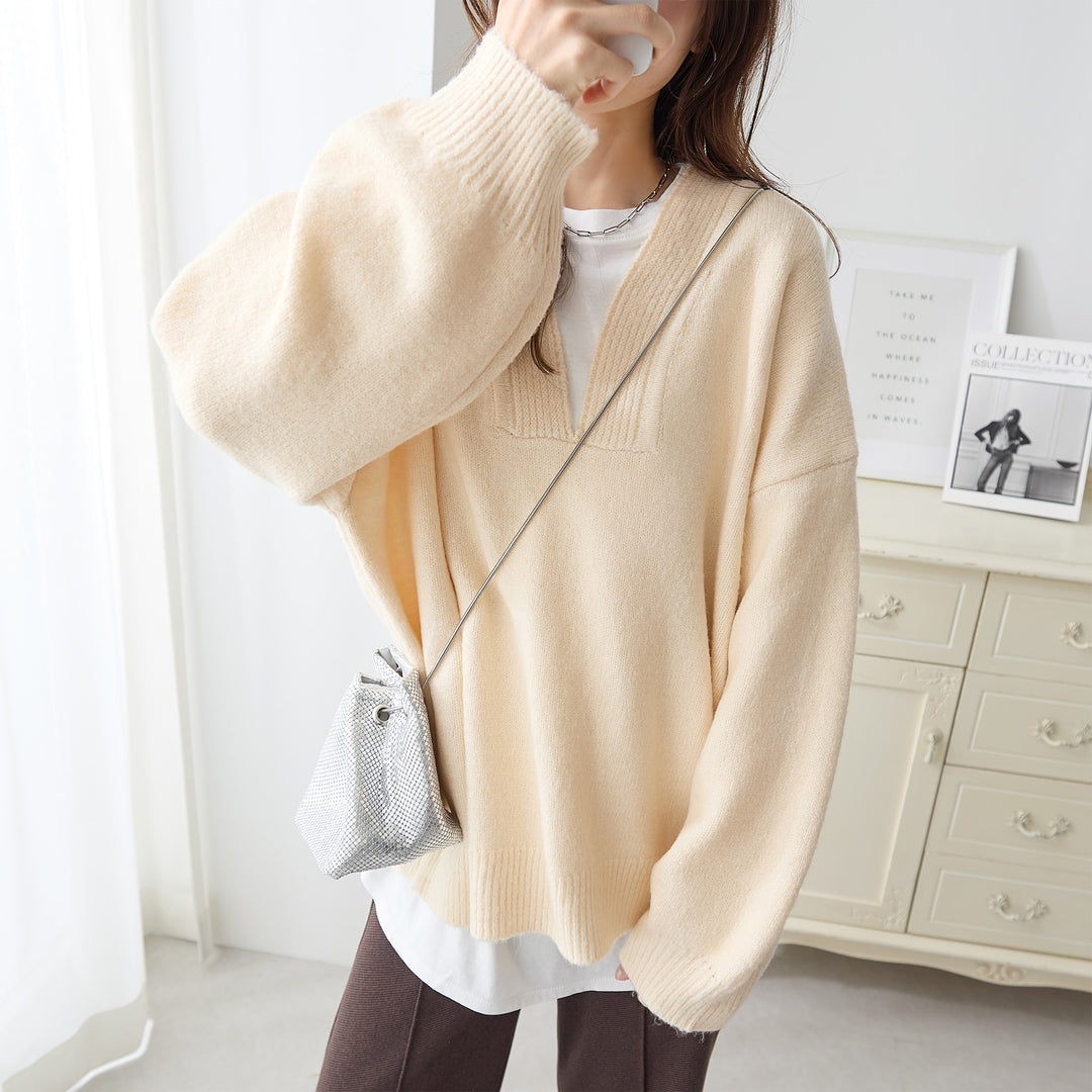 <span>【クーポンで3999円！】</span>【ニット/セーター】『”ゆる“っと抜け感』キーネックセーター