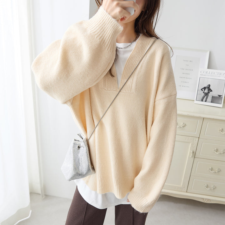 <span>【クーポンで3999円！】</span>【ニット/セーター】『”ゆる“っと抜け感』キーネックセーター